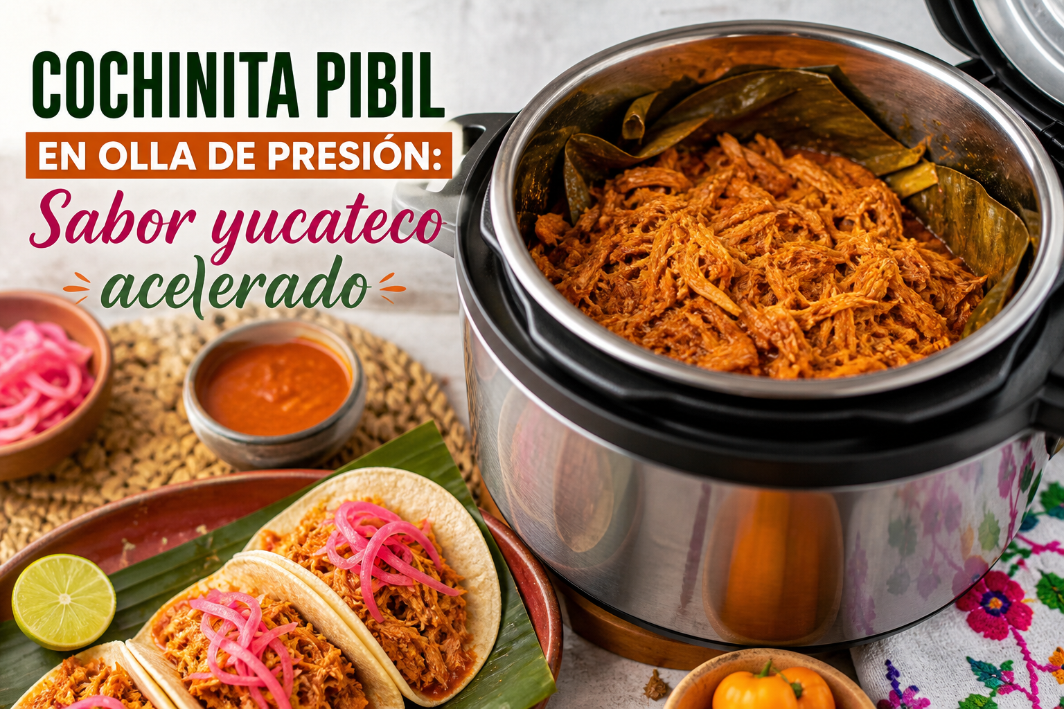 Cochinita Pibil en olla de presión: Sabor yucateco acelerado