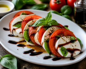 Ensalada Caprese con toque de reducción de Balsámico
