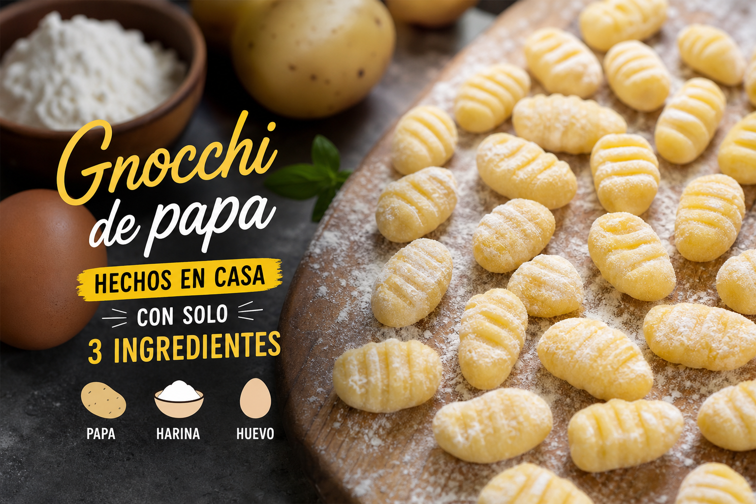 Gnocchi de papa hechos en casa con solo 3 ingredientes